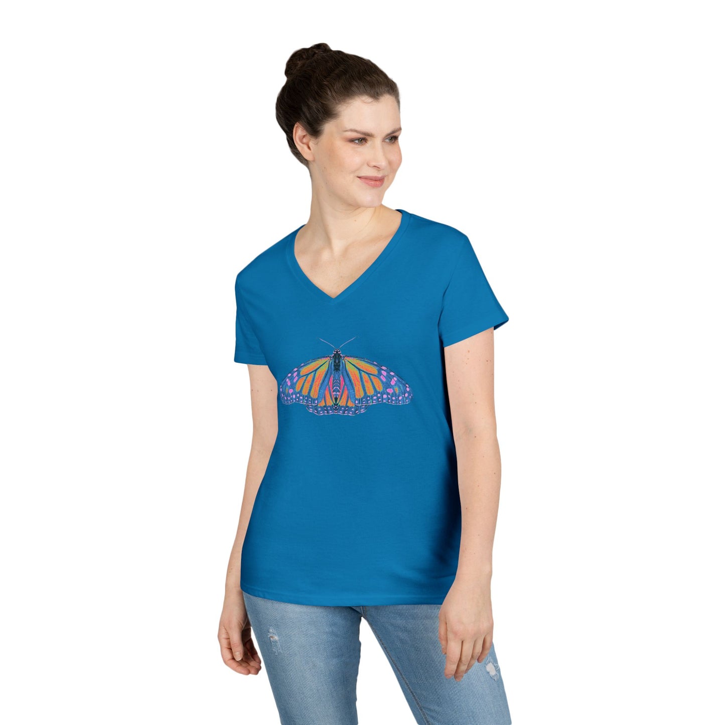 Ladies' V-Neck T-Shirt - Thermal Butterfly