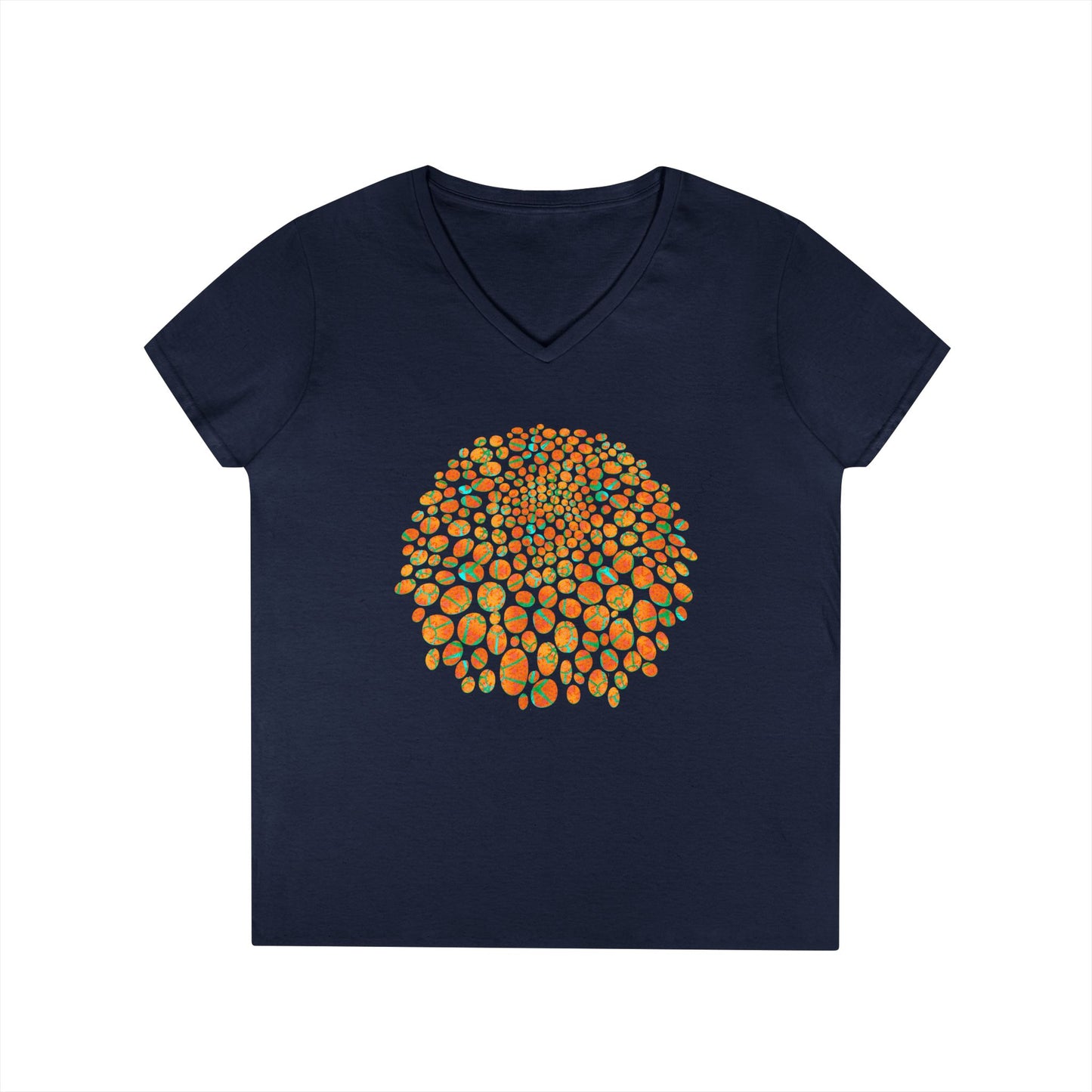 Ladies' V-Neck T-Shirt - Cracked Batik Eyes Bubbles