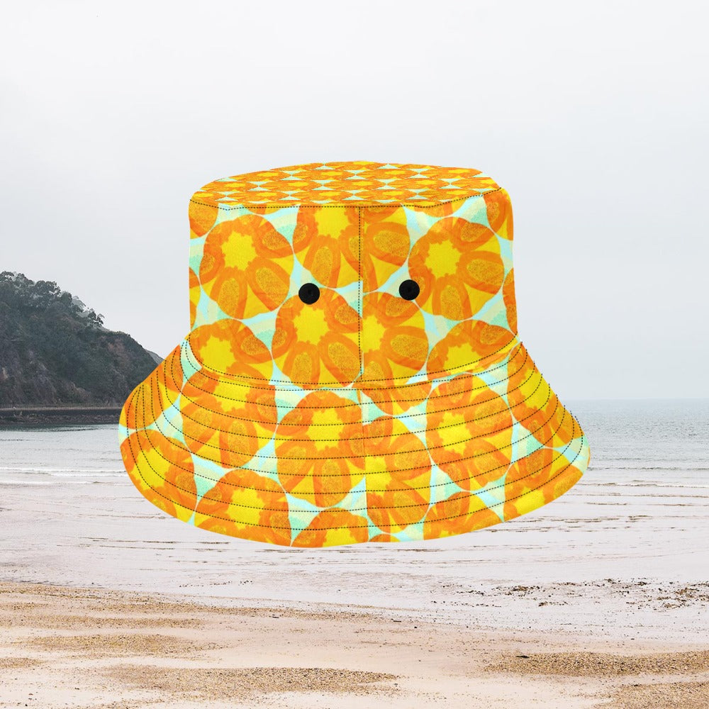 Women's All Over Print Bucket Hat - Papaya Sunflower