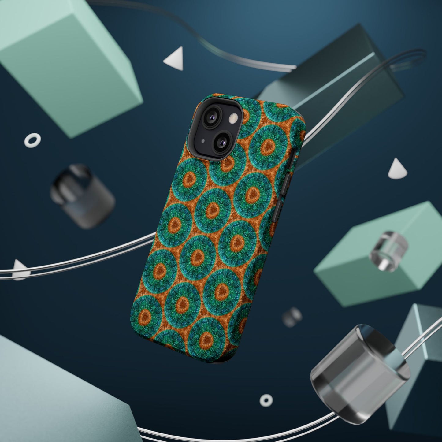 Magnetic iPhone Case - Blue Fuzzy Flower Donut