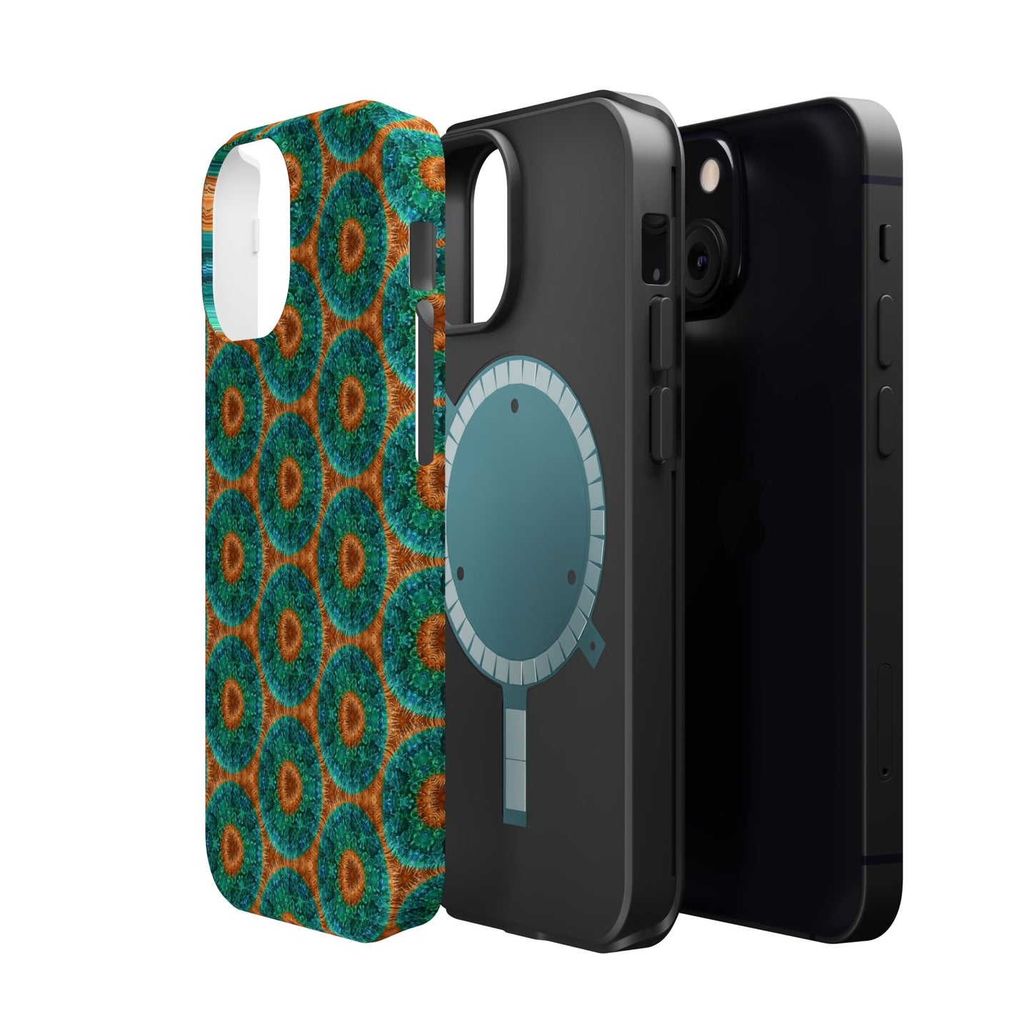 Magnetic iPhone Case - Blue Fuzzy Flower Donut
