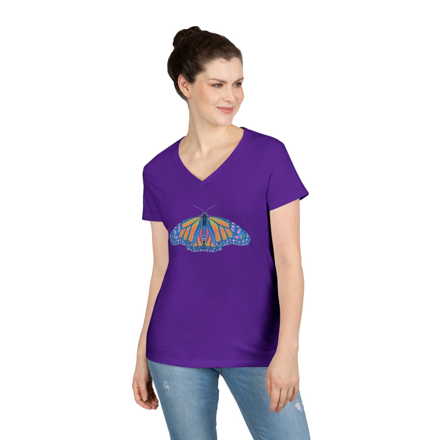 Ladies' V-Neck T-Shirt - Thermal Butterfly