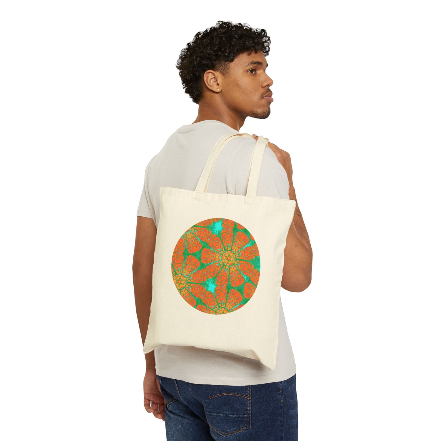 Cotton Canvas Tote Bag - Batik Eyes Flowers