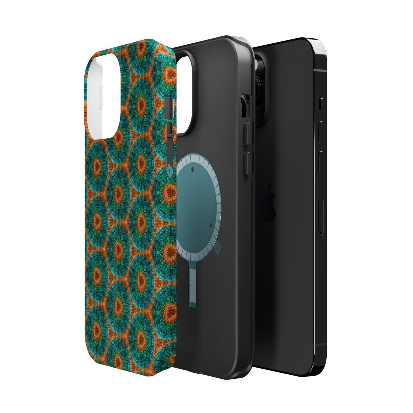 Magnetic iPhone Case - Blue Fuzzy Flower Donut