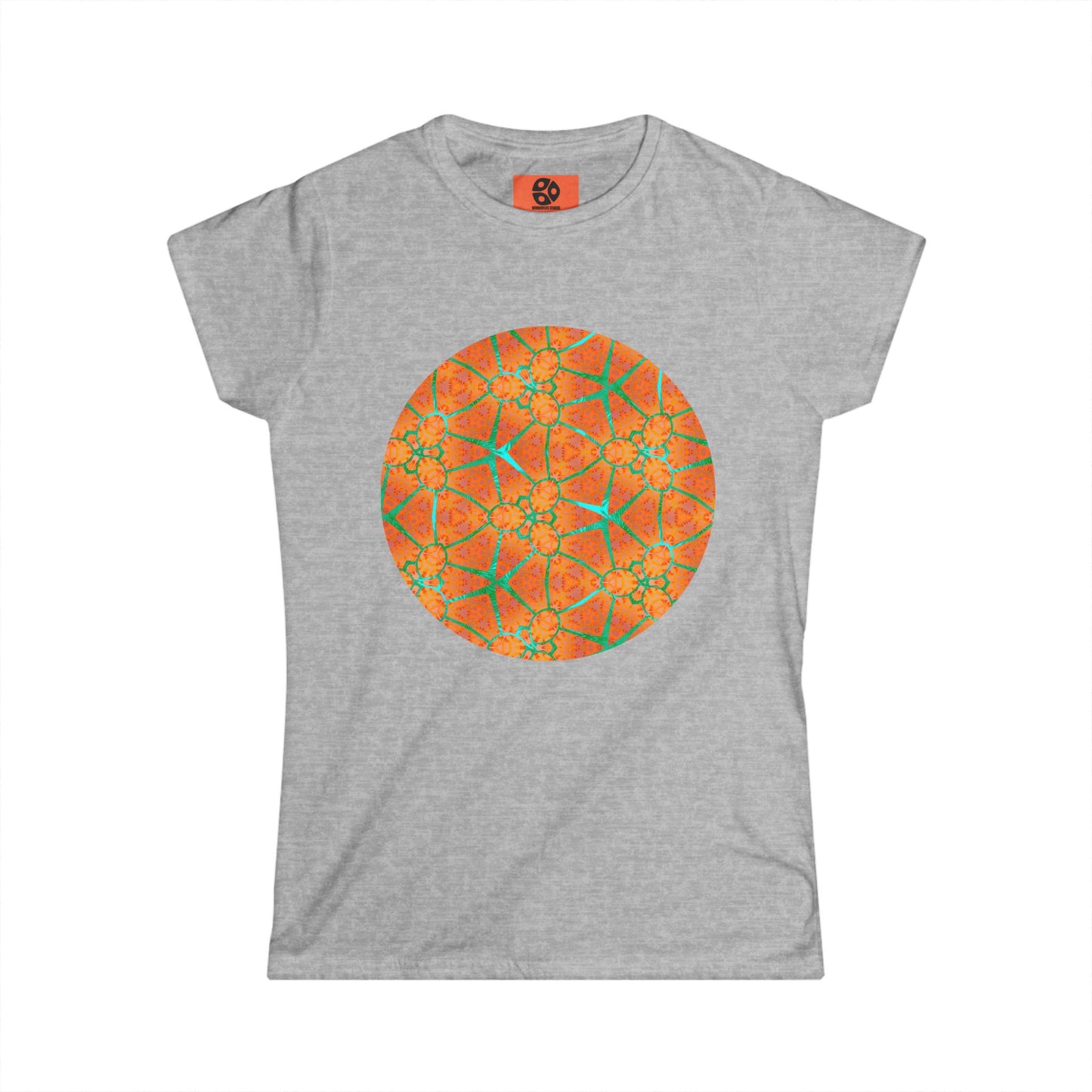 Women's Softstyle Tee - Cracked Batik Flower Circle