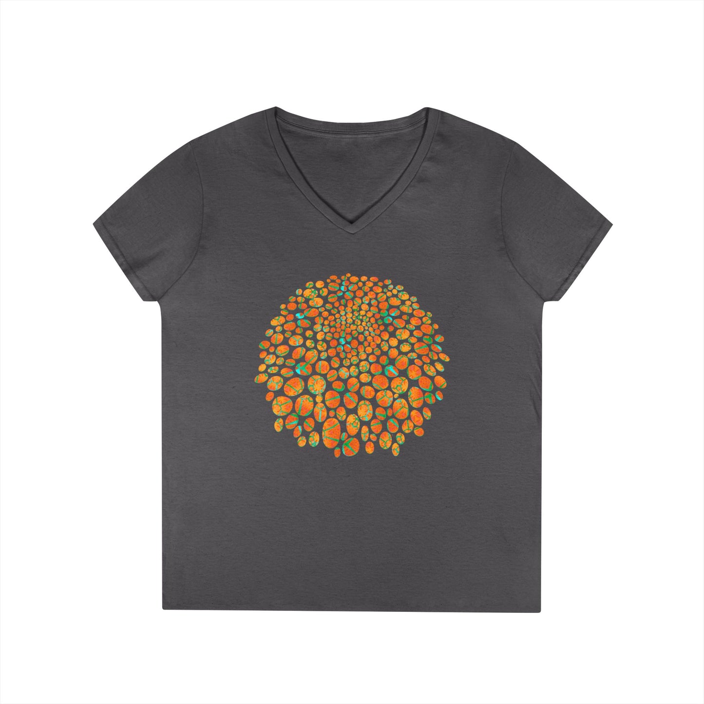 Ladies' V-Neck T-Shirt - Cracked Batik Eyes Bubbles