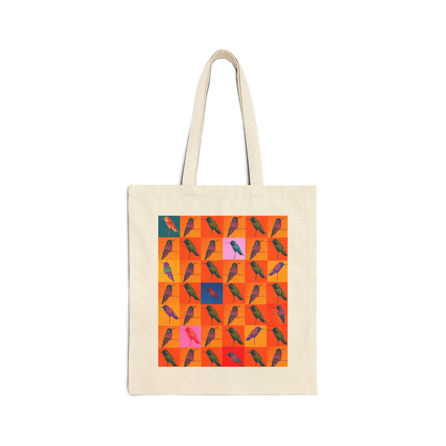 Cotton Canvas Tote Bag - Hummingbird Collage