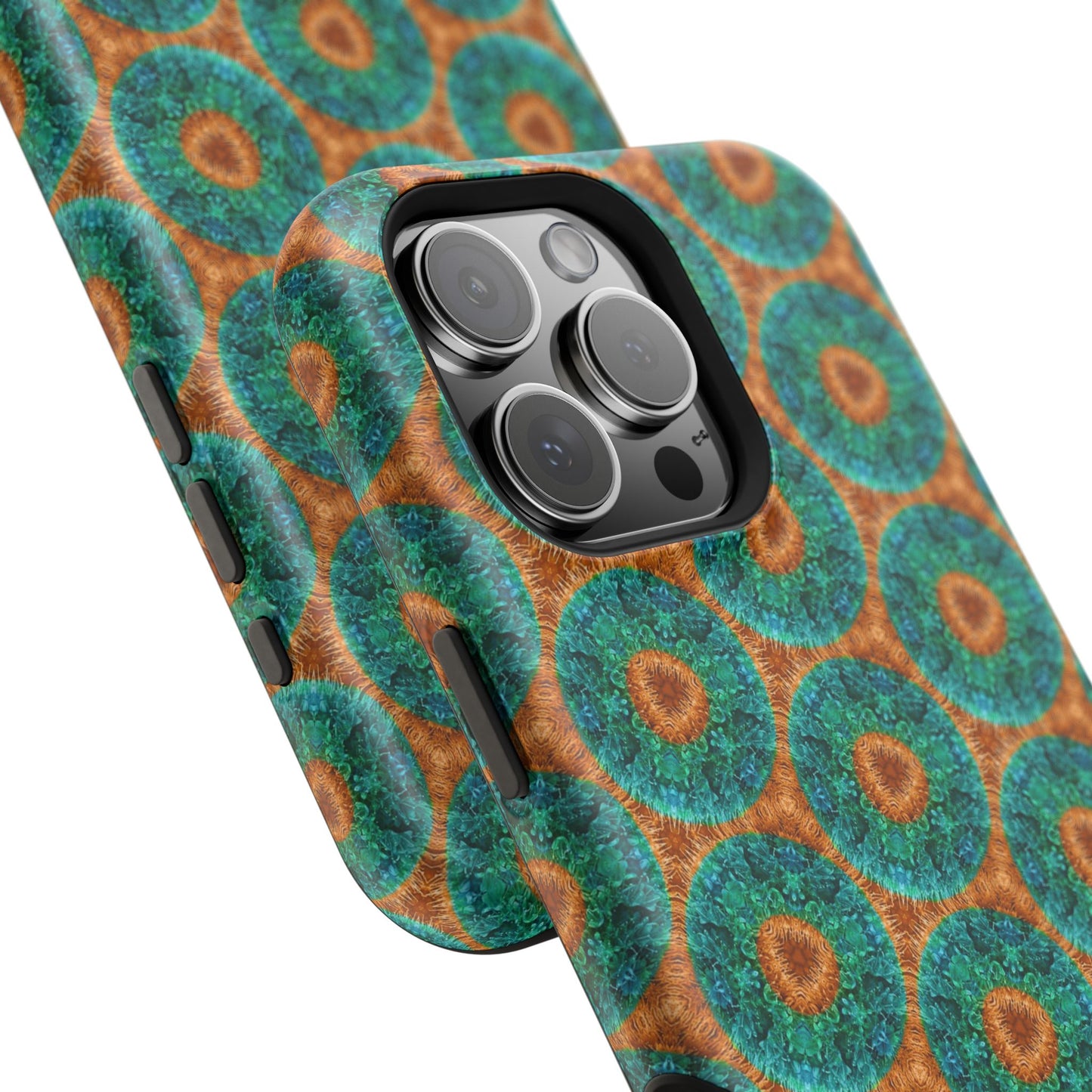 Magnetic iPhone Case - Blue Fuzzy Flower Donut