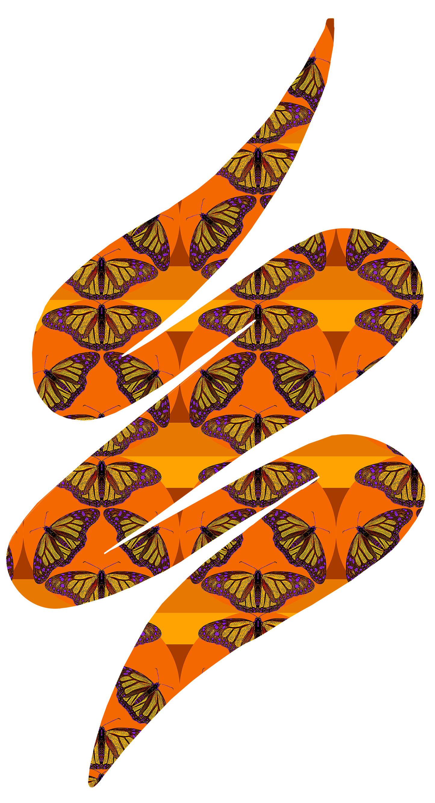 Organic Long Sleeve T-Shirt - Butterfly Sunset Swoop