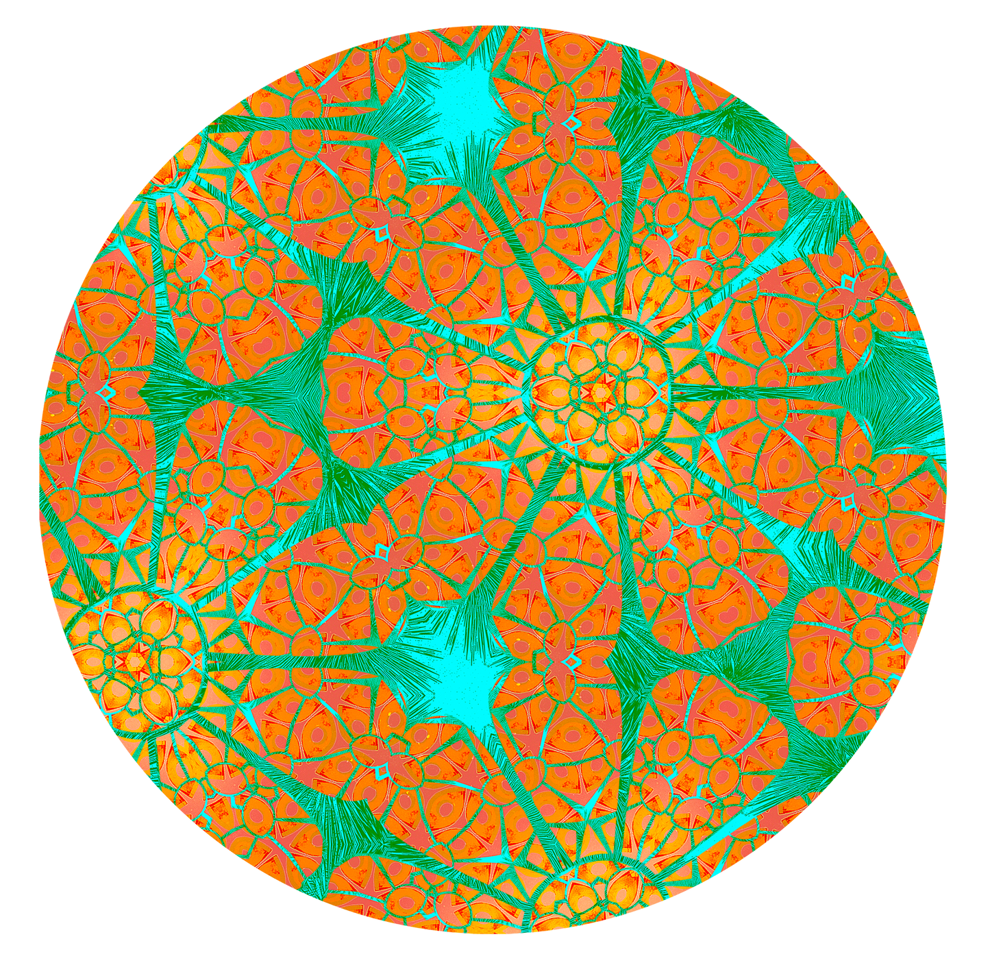 Fitted Baseball Cap - Cut & Sewn Batik Eyes Flower Circle Patch