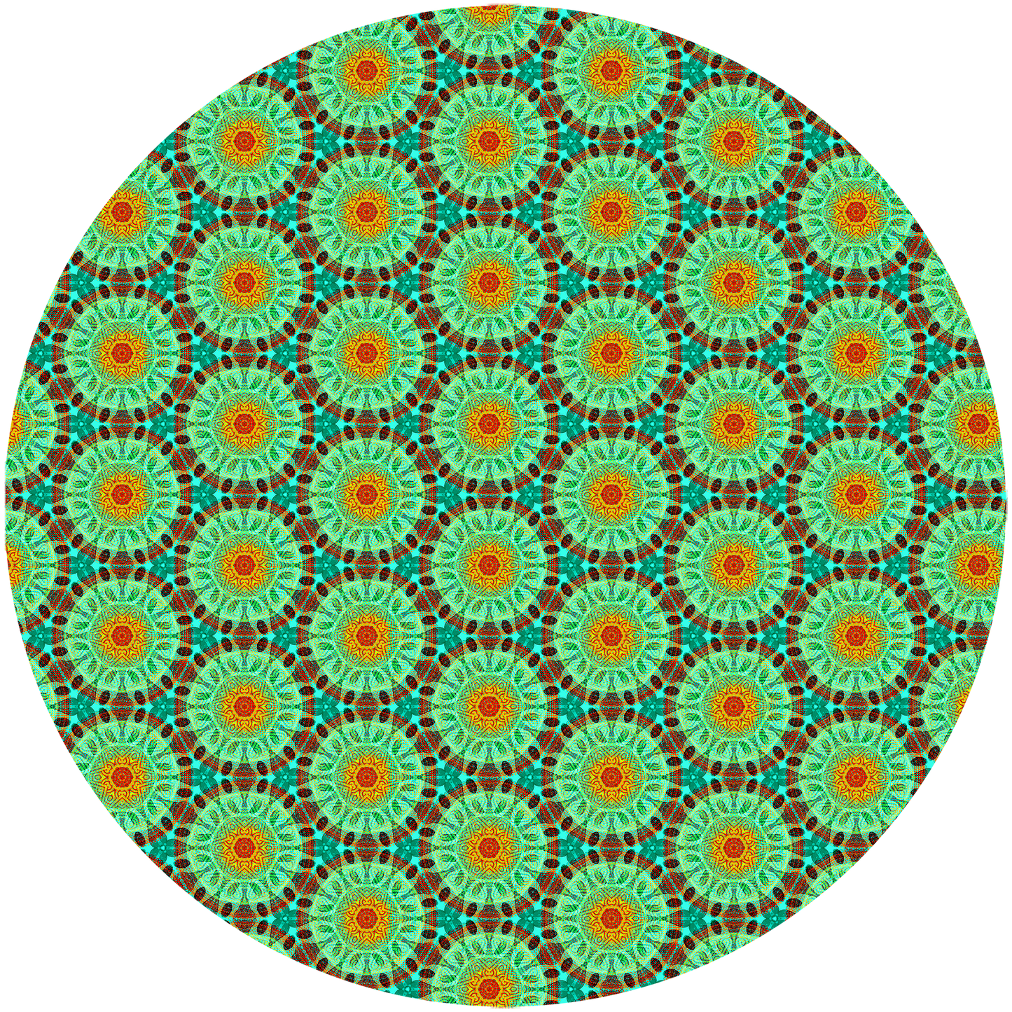 Canvas Tote Bag All Over Print - Green Tapa Circles