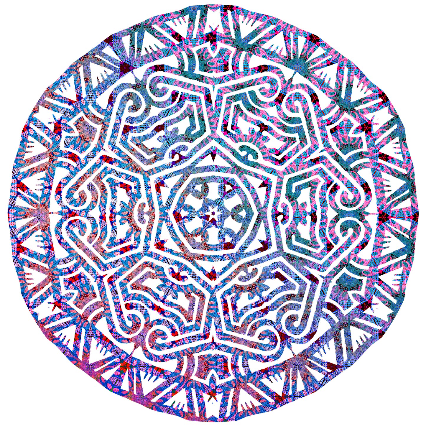 Organic Long Sleeve T-Shirt - Purple Psychedelic Tapa Mandala