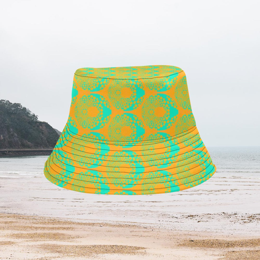 Women's All Over Print Bucket Hat - Psychedelic Orange Donut