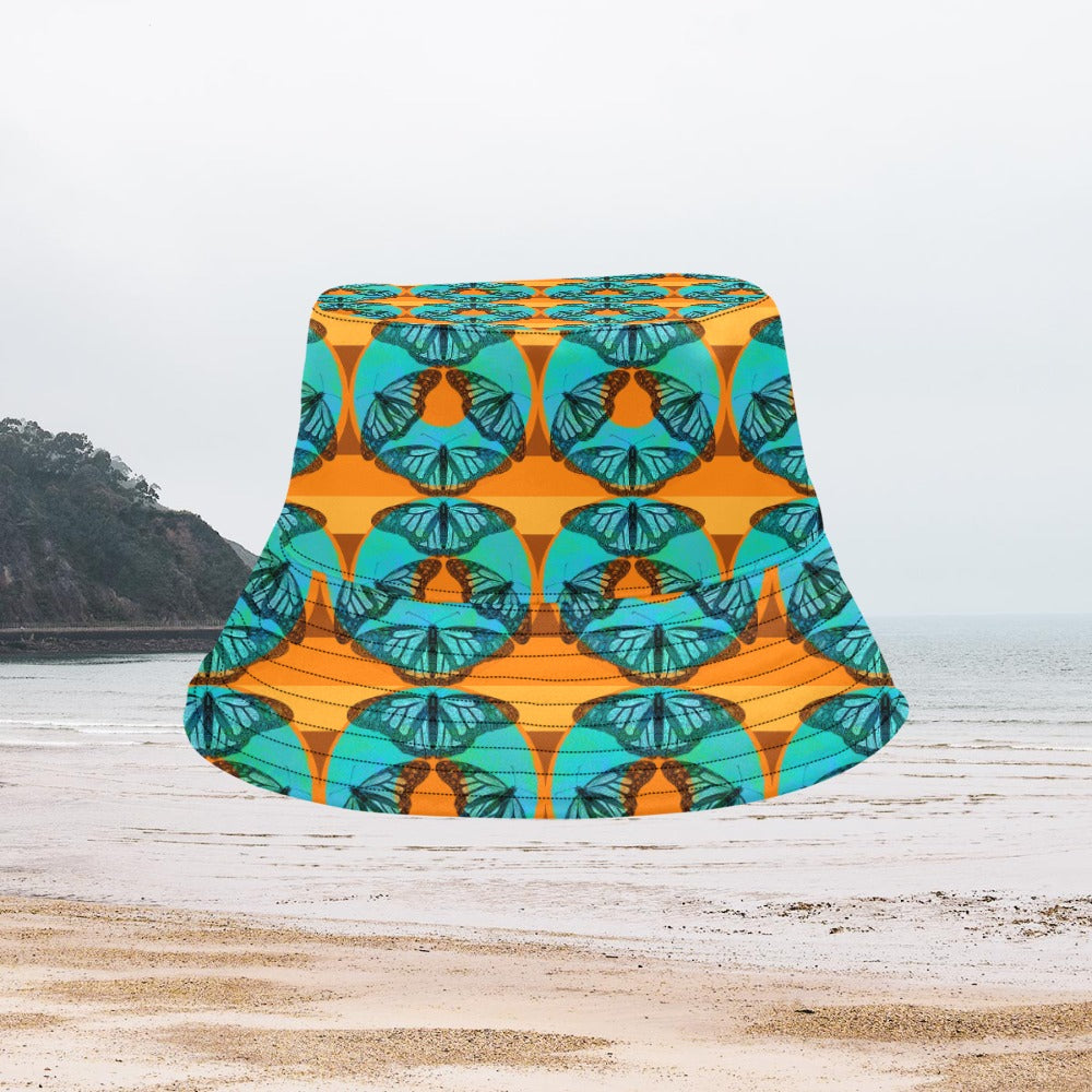 Women's All Over Print Bucket Hat - Blue Donut Butterfly