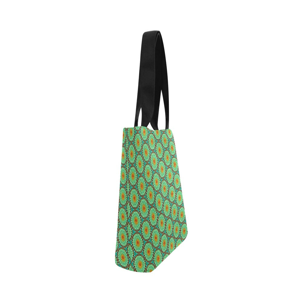Canvas Tote Bag All Over Print - Green Tapa Circles