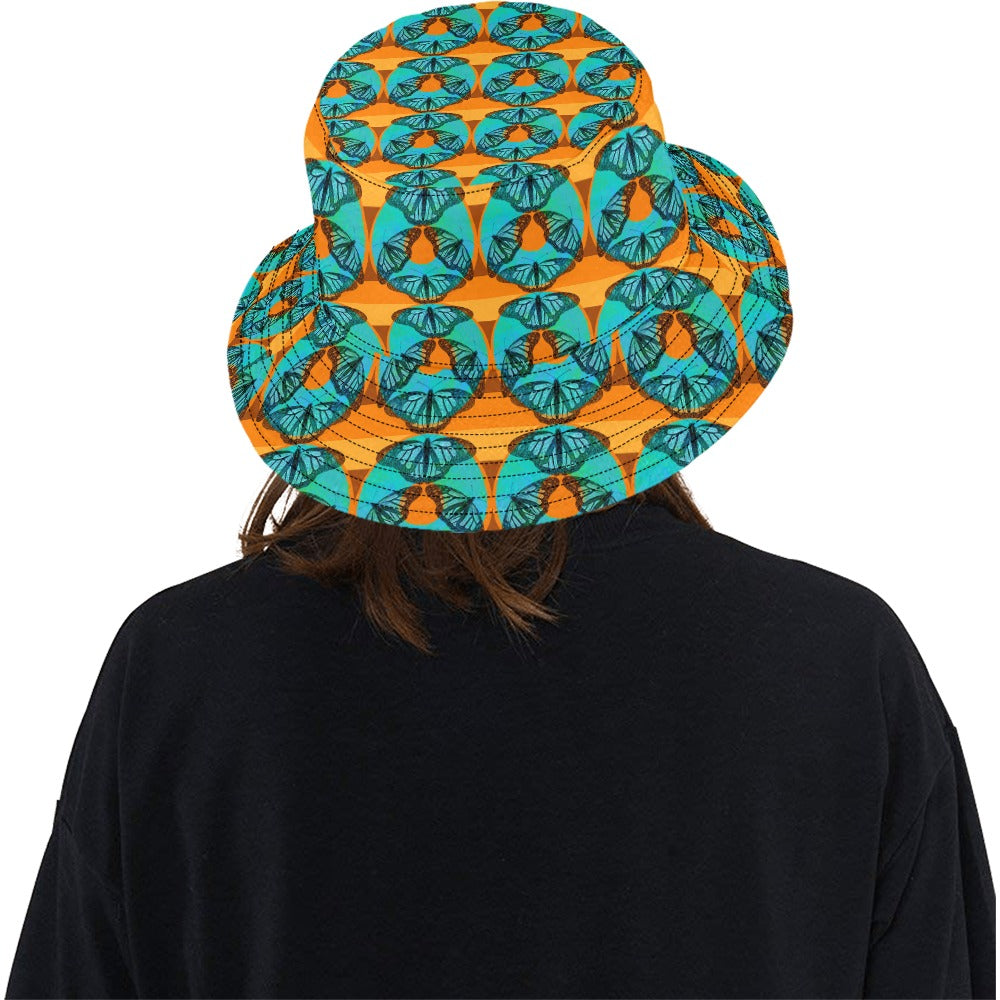 Women's All Over Print Bucket Hat - Blue Donut Butterfly