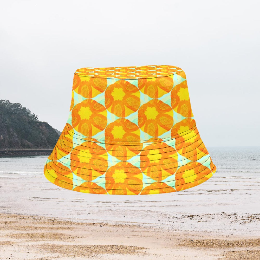 Women's All Over Print Bucket Hat - Papaya Sunflower