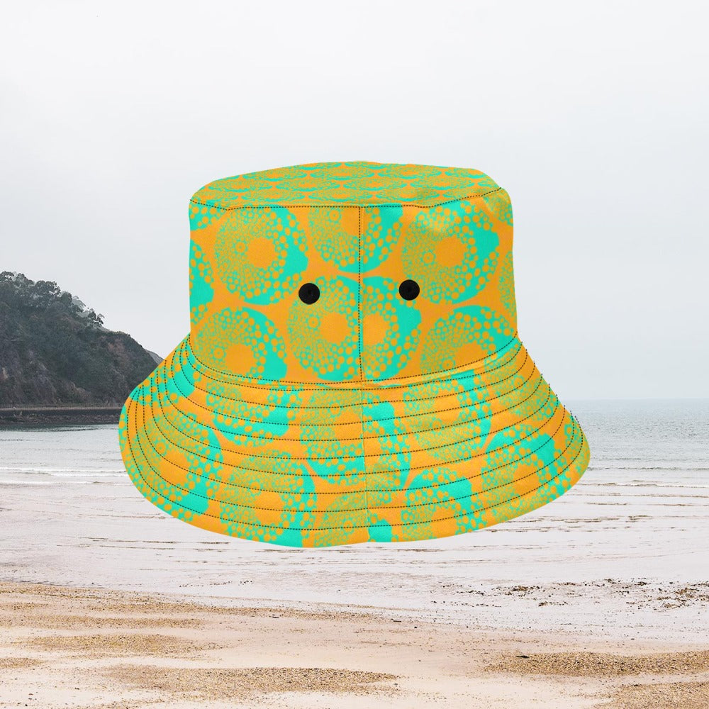 Women's All Over Print Bucket Hat - Psychedelic Orange Donut