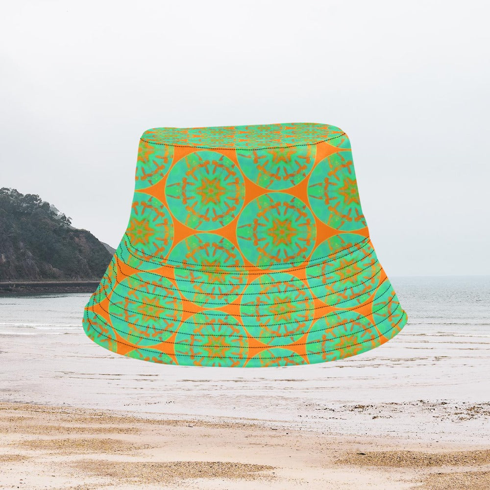 Women's All Over Print Bucket Hat - Green Hummingbird Circle