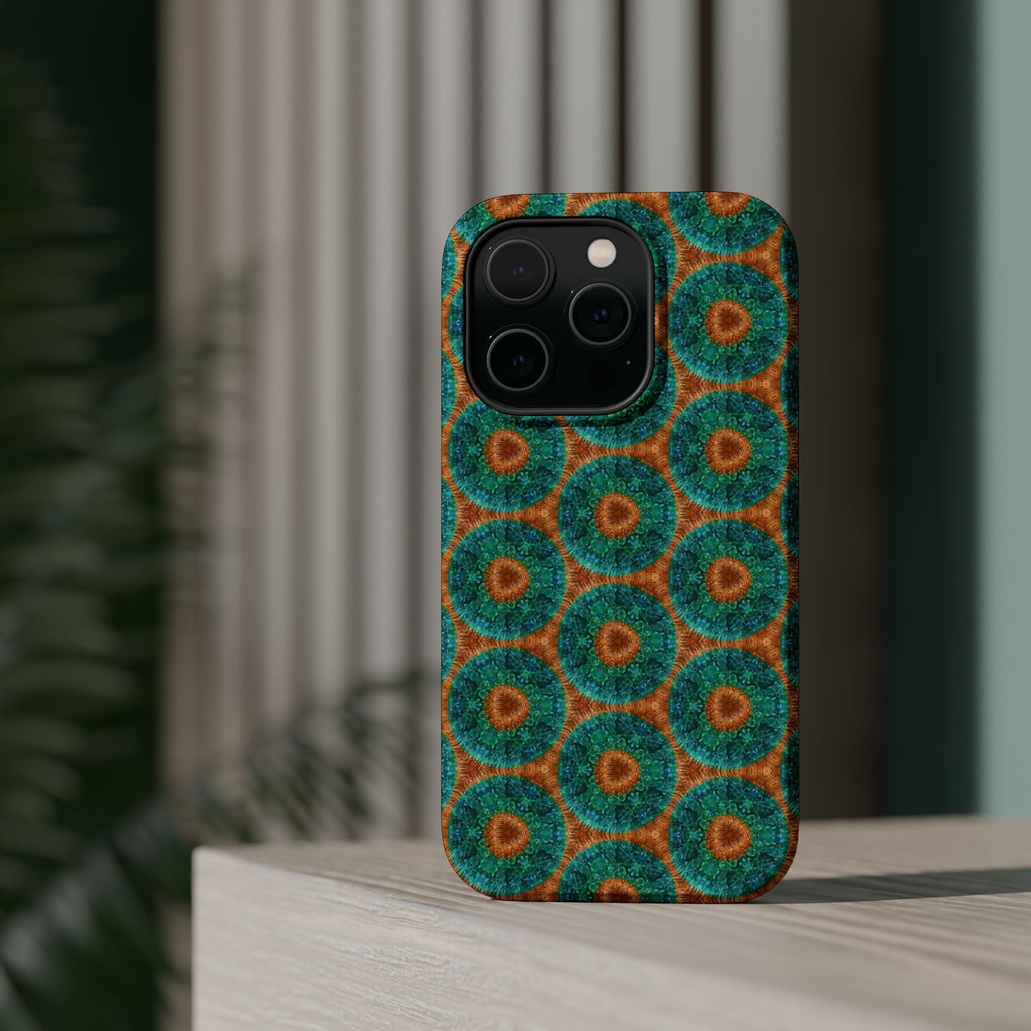 Magnetic iPhone Case - Blue Fuzzy Flower Donut