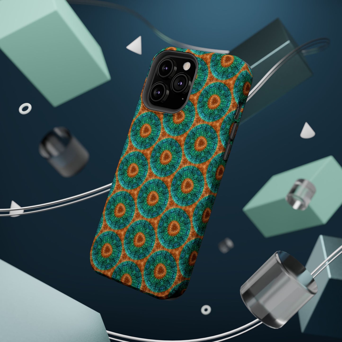 Magnetic iPhone Case - Blue Fuzzy Flower Donut