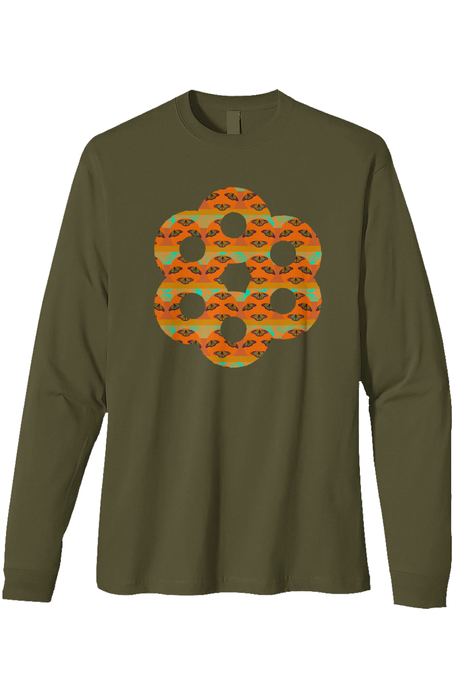Heavyweight Long Sleeve T-Shirt Butterfly Sunset Honeycomb