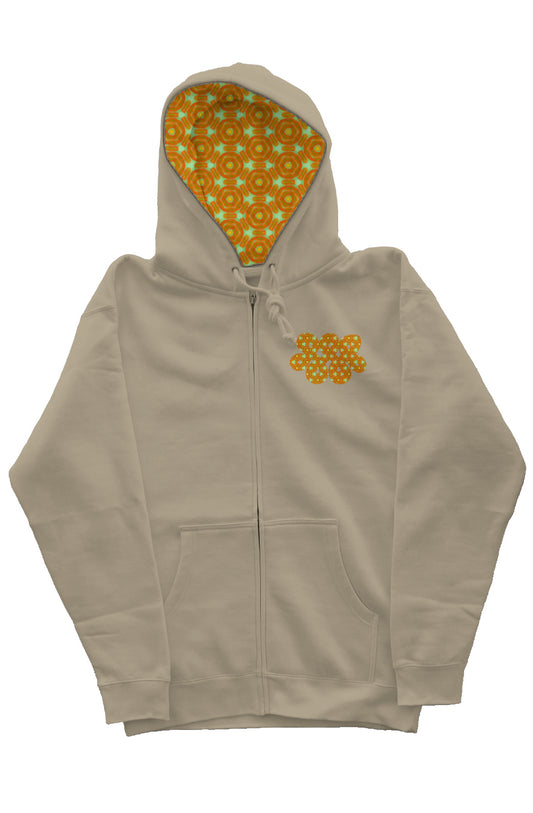 Zip Hoody with Graphic Hood Liner - Extra Papaya Infinity Loop
