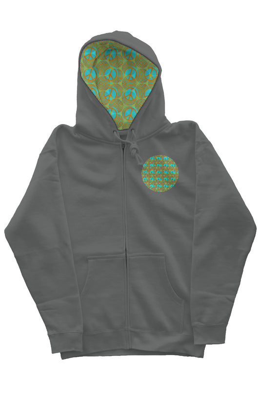 Zip Hoody with Hood Liner - Peace Circles