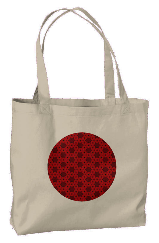 Eco Large Tote - Red Kiwi Eyes Circle