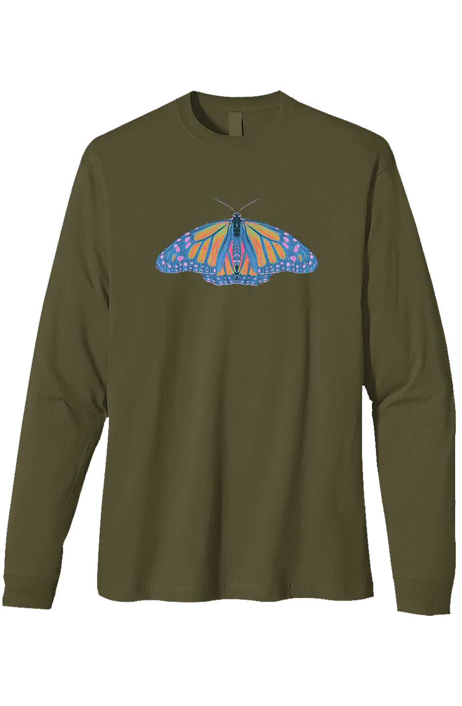 Organic Heavyweight Long Sleeve T-Shirt - Thermal Monarch Butterfly