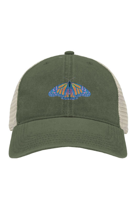 Pigment-Dyed Trucker Cap - Thermal Monarch Butterfly