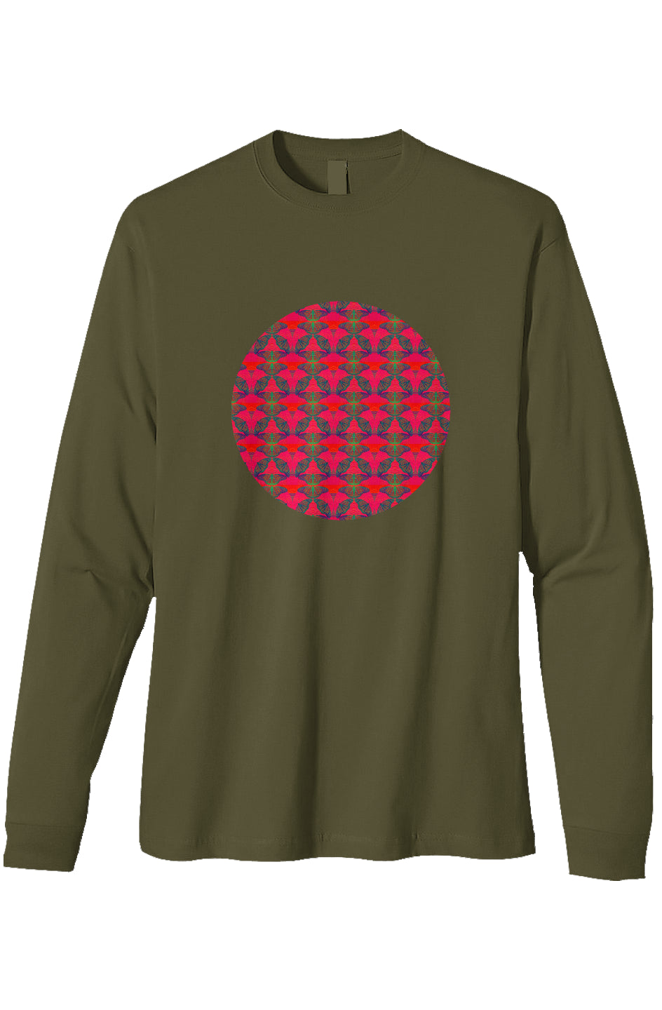 Organic Heavyweight Long Sleeve T-Shirt - Red Thermal Butterfly Circle