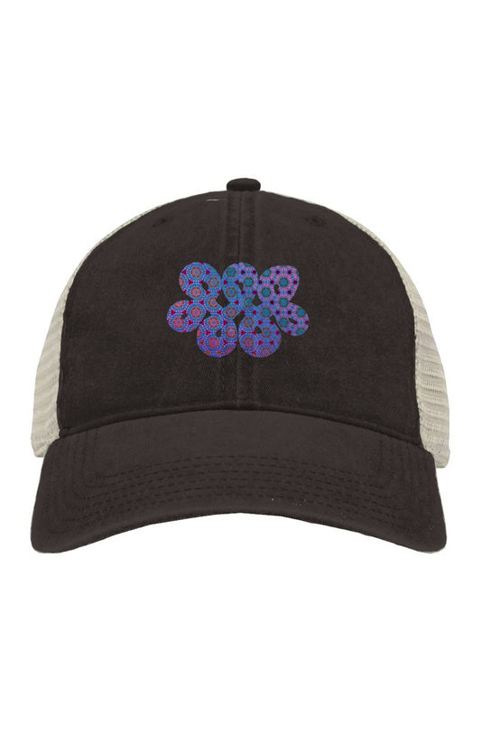 Pigment-Dyed Trucker Cap - Purple Psychedelic Tapa Infinity Loop