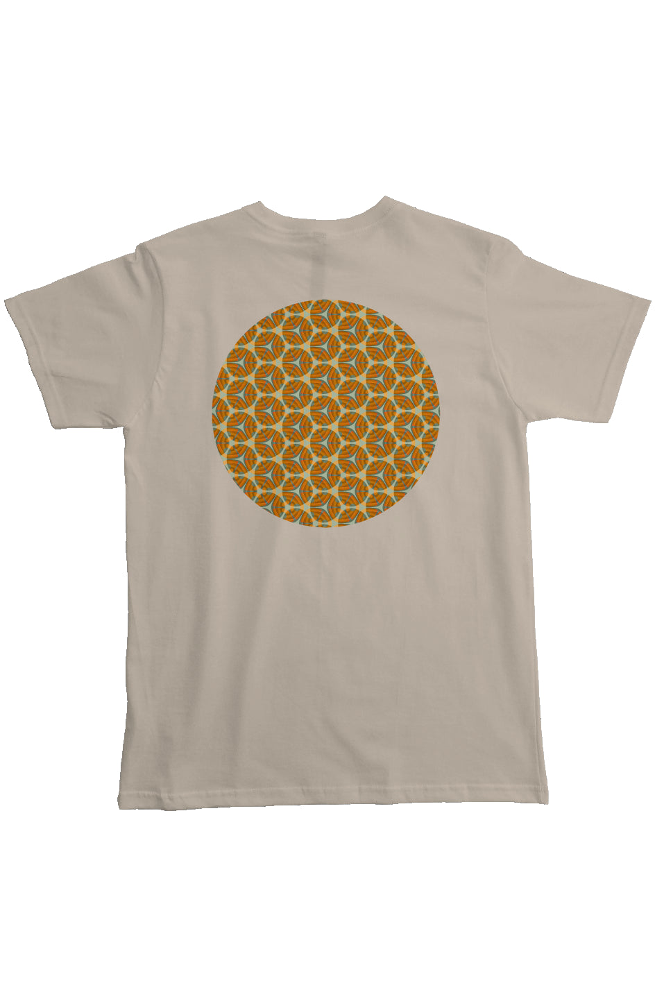Organic Heavyweight Short Sleeve Pocket T-Shirt -Four Striped Batik Eyes Circle