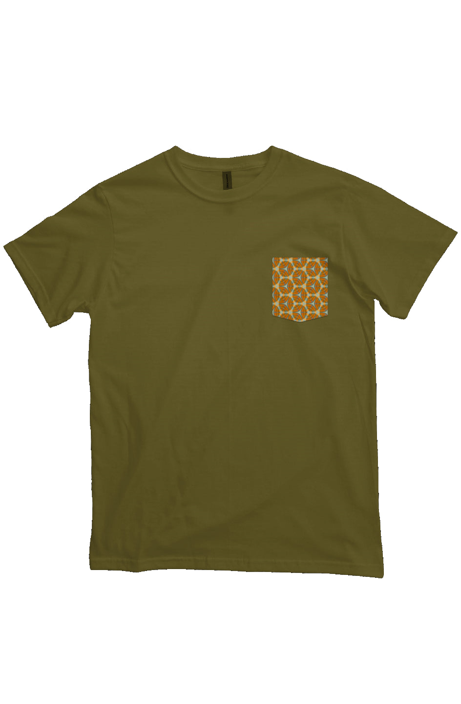 Organic Heavyweight Short Sleeve Pocket T-Shirt -Four Striped Batik Eyes Circle
