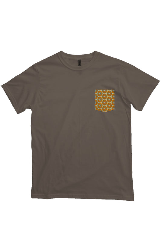 Organic Heavyweight Short Sleeve Pocket T-Shirt - Four Striped Batik Eyes Circle