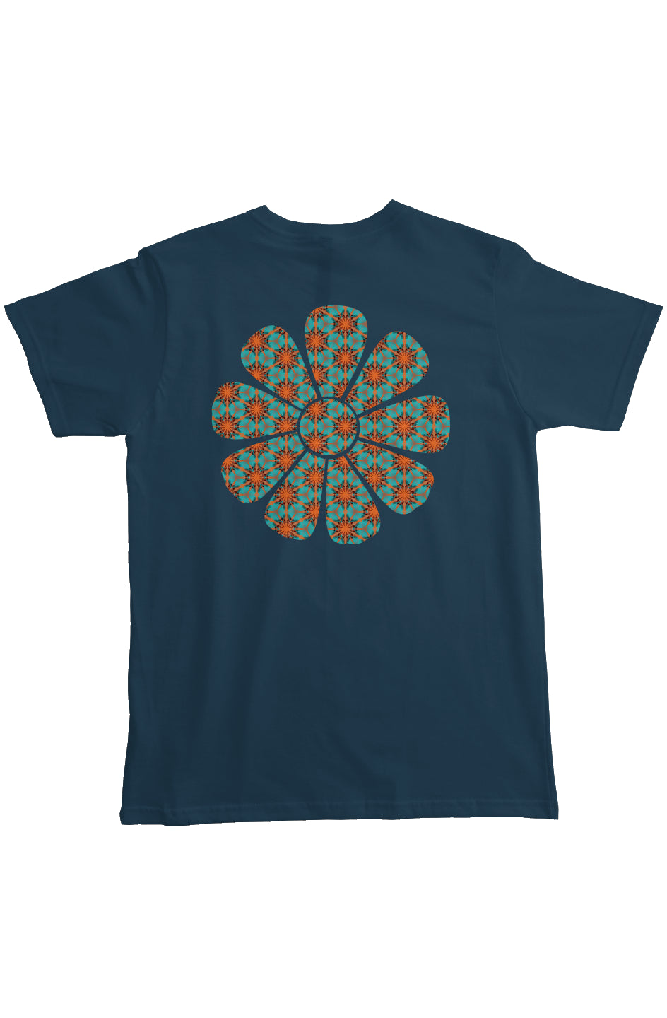 Organic Pocket T-Shirt - Red Hummingbird Circle Flower