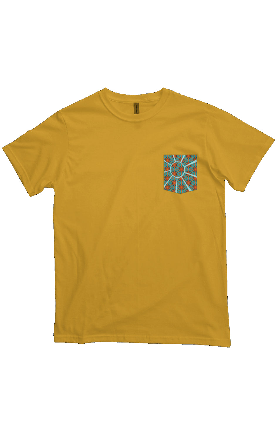 Organic Pocket T-Shirt - Red Hummingbird Circle Flower