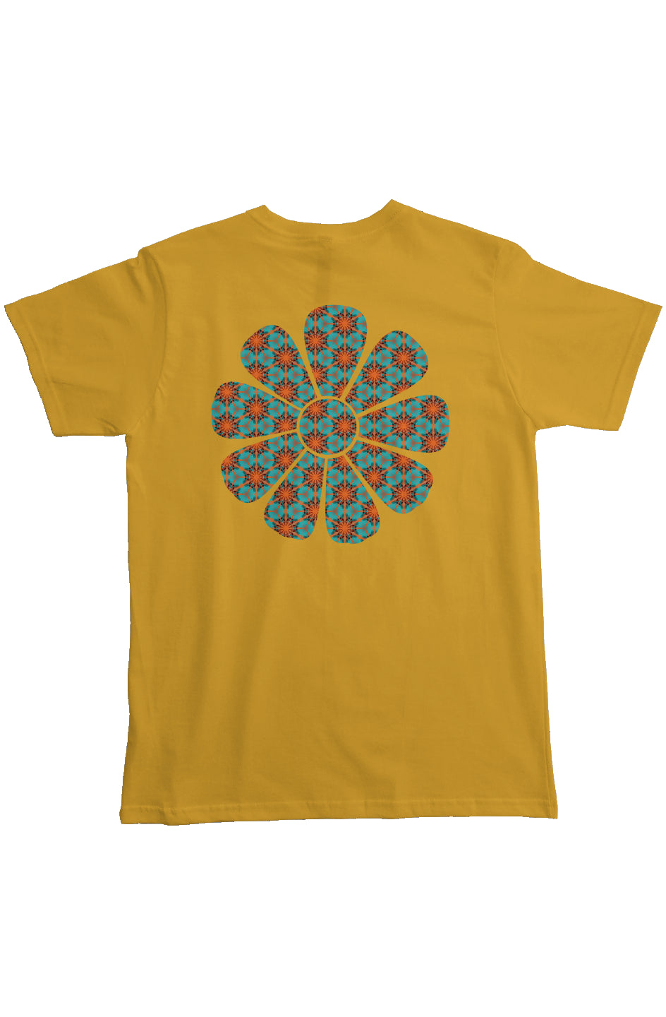 Organic Pocket T-Shirt - Red Hummingbird Circle Flower