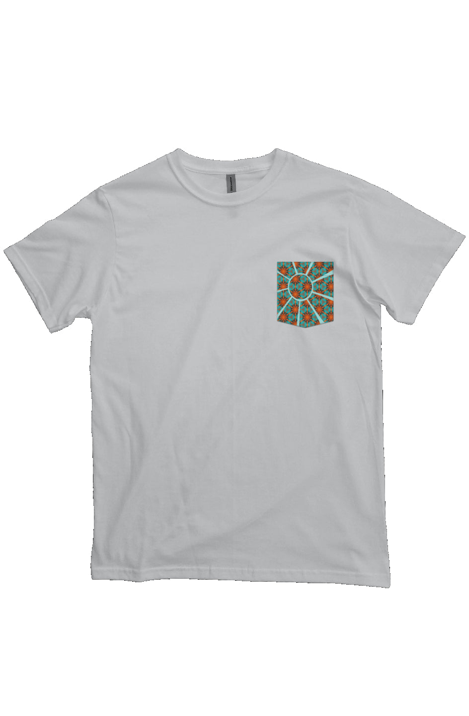 Organic Pocket T-Shirt - Red Hummingbird Circle Flower