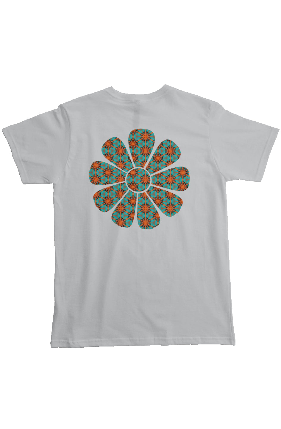 Organic Pocket T-Shirt - Red Hummingbird Circle Flower