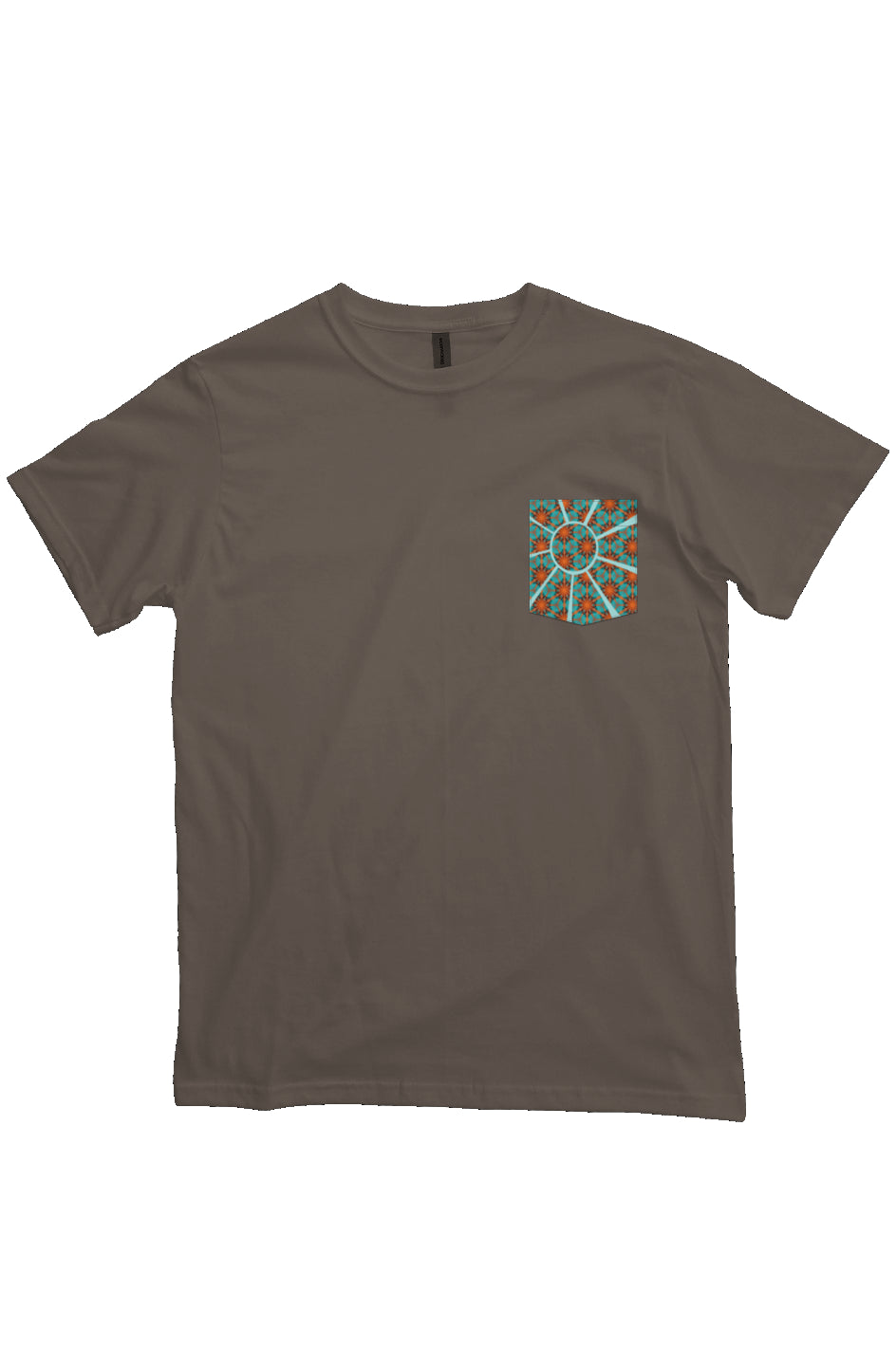 Organic Pocket T-Shirt - Red Hummingbird Circle Flower