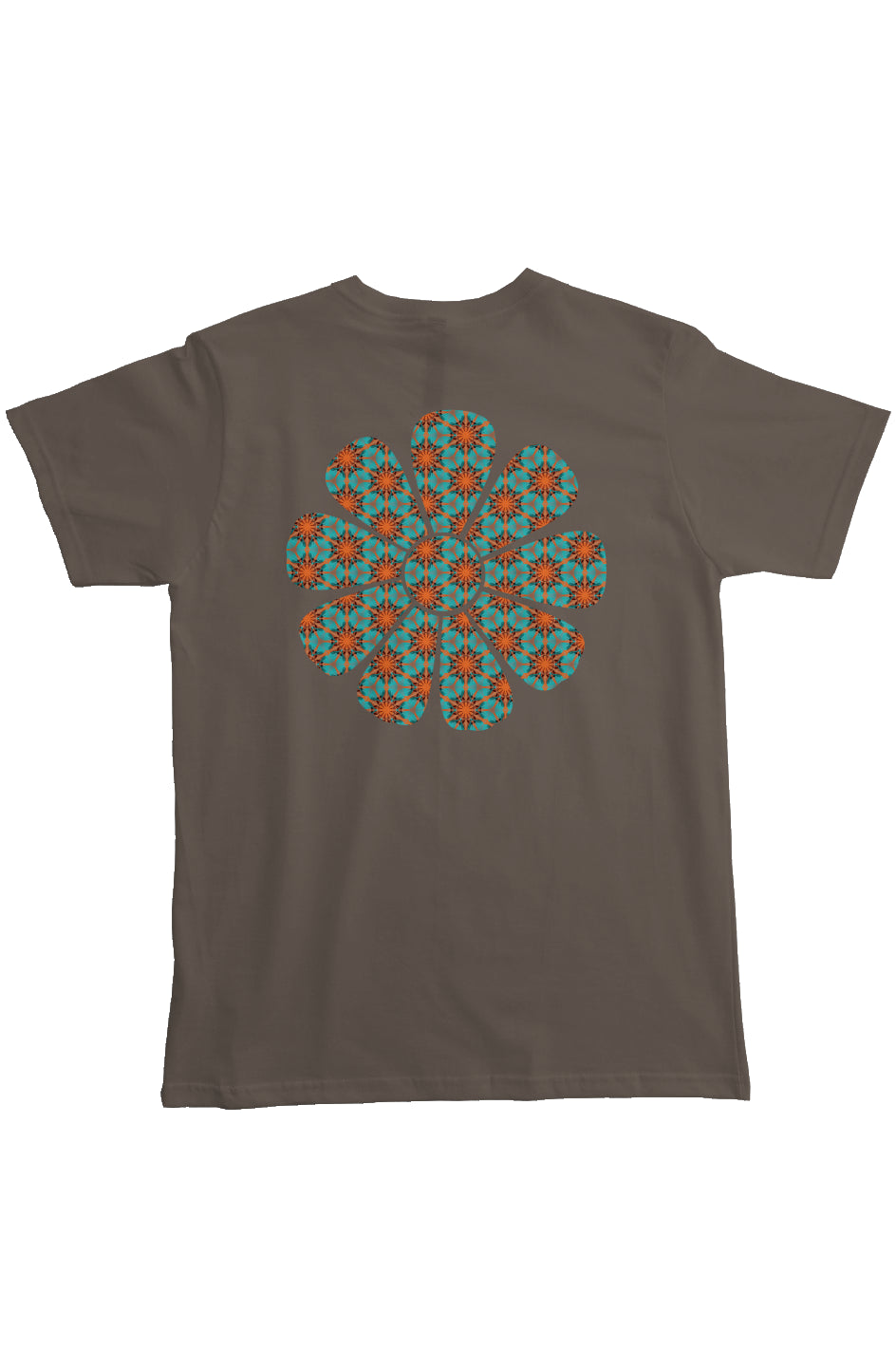 Organic Pocket T-Shirt - Red Hummingbird Circle Flower