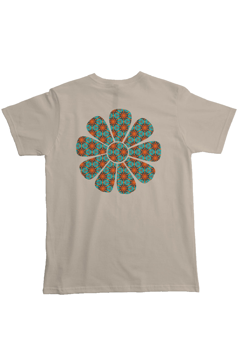 Organic Pocket T-Shirt - Red Hummingbird Circle Flower