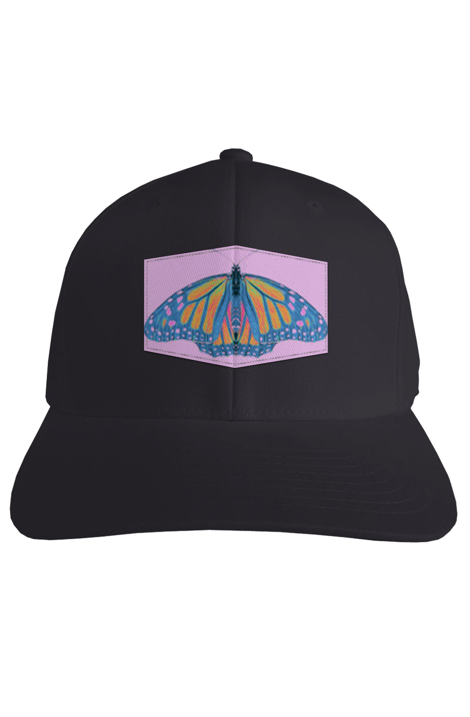 Fitted Cap - Pink Monarch Butterfly 