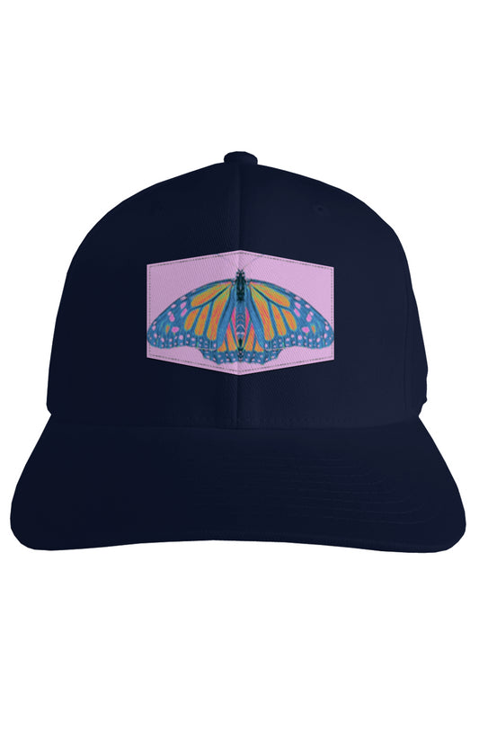 Fitted Cap - Pink Monarch Butterfly 