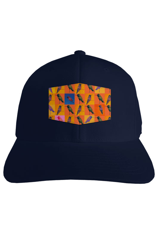 Fitted Baseball Cap - Hummingbird Collage Patch