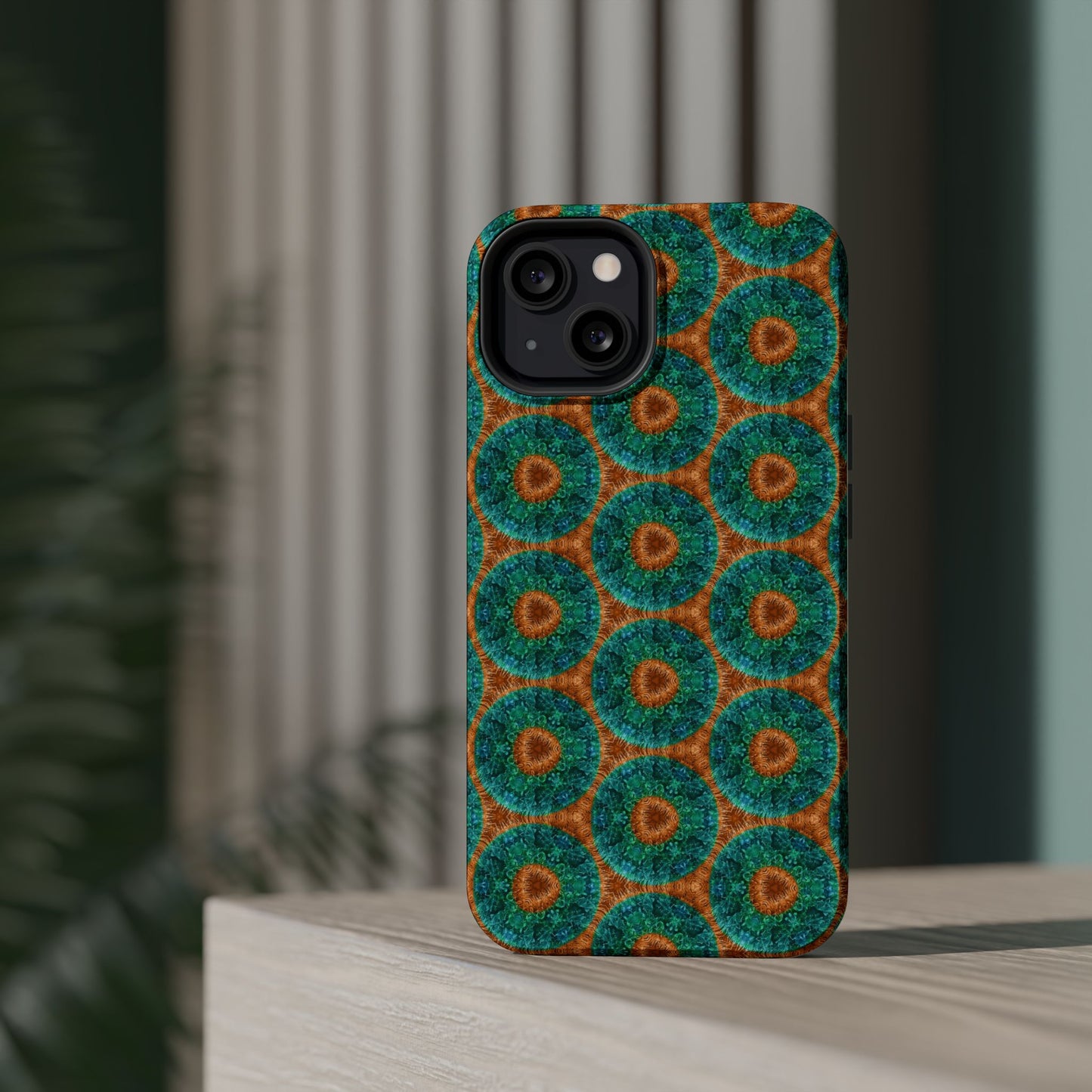 Magnetic iPhone Case - Blue Fuzzy Flower Donut