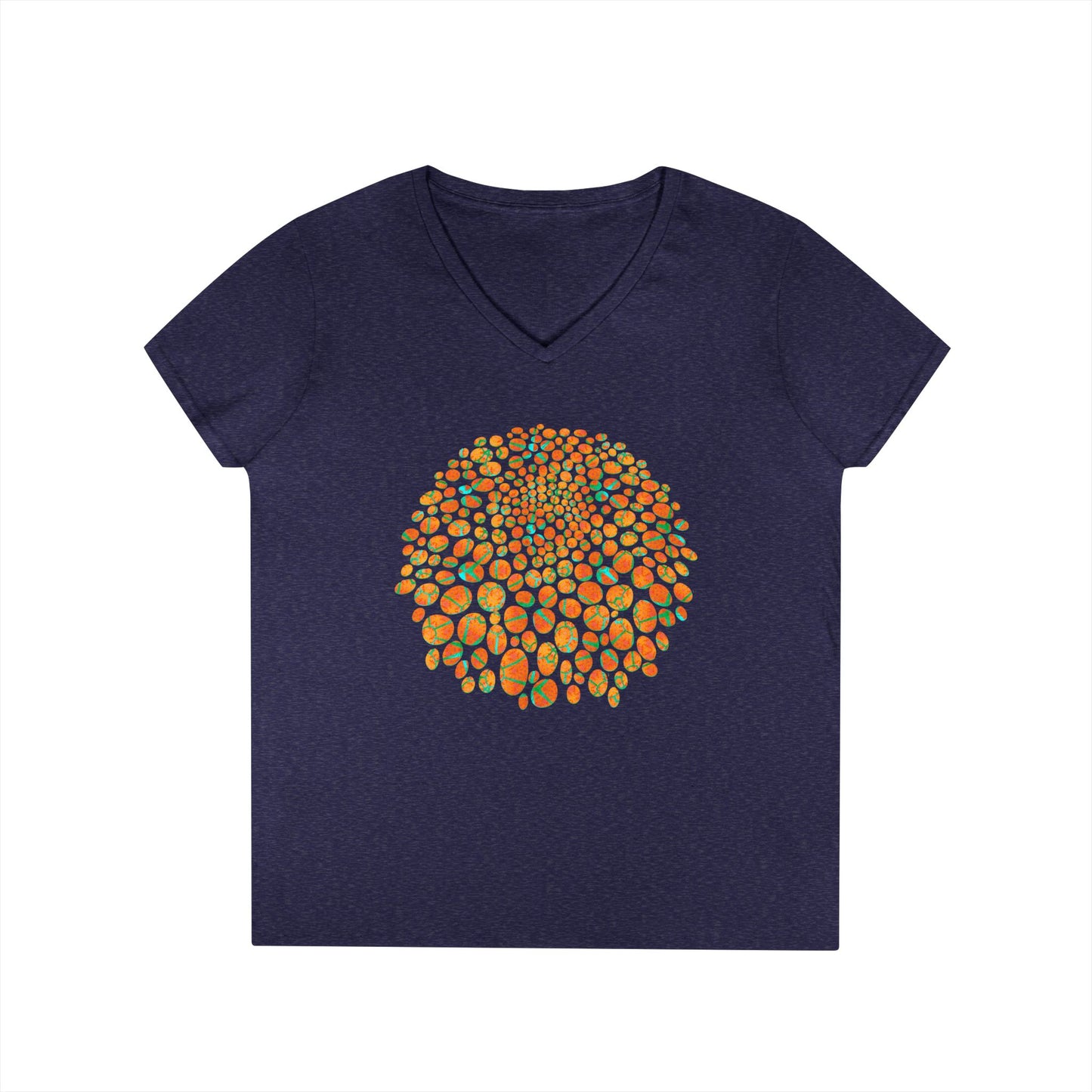 Ladies' V-Neck T-Shirt - Cracked Batik Eyes Bubbles