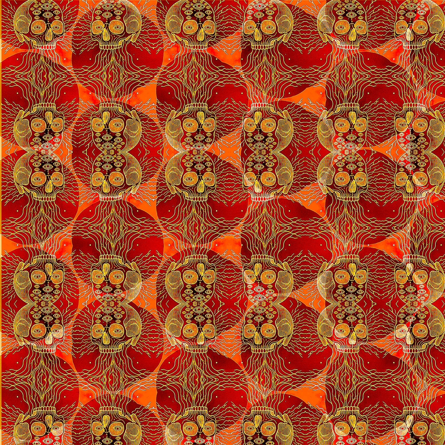Organic Pocket T-Shirt - Fireburst Skull Pattern